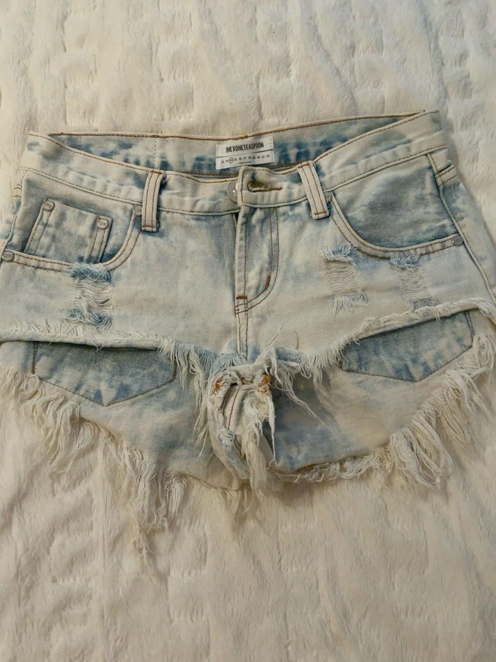 One Teaspoon Bonitas Distressed Denim Shorts Size 24 Acid Wash